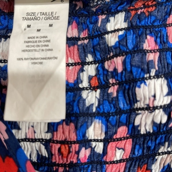 Kate Spade Botany Bay Swim Coverup Romper Blue Pink Floral SZ M - Picture 7 of 8